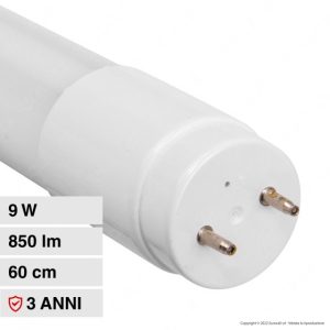 60cm  LUCE 4000K NATURALE    tubo LED T8 9W G13  in Nanoplastica non Rotabile