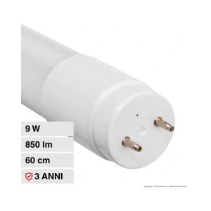 LUCE  3000K  SAMSUNG  tubo LED Chip Samsung T8 9W G13 in Nanoplastica Ruotabile