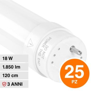 25 PEZZI LUCE 3000K  CALDA 120cm Tubo LED G13 18W di Vetro