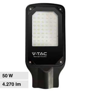50W  LUCE 400K NATURALE V-TAC Armatura Stradale LED SMD  Colore Nero  IP65