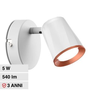 LUCE 4000K NATURALE SKU 218252 V-TAC Faretto LED da Muro 5W con Testa Orientabile Colore Bianco  IP20