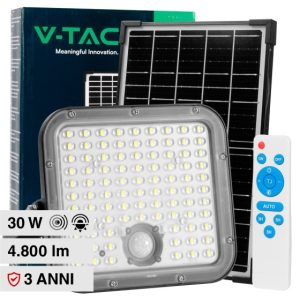 30W LUCE 4000K   LED con Telecomando e Pannello Solare