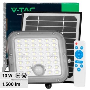10W LUCE 4000K NATURALE Faro LED con Telecomando e Pannello Solare Batteria LiFePo 3.7V Cavo da 3m Colore Nero