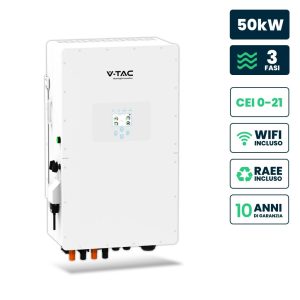 50kW Inverter Fotovoltaico Deye Trifase Ibrido CEI 0-16 CEI 0-21 con Schermo LCD Touch a Colori, Smart Meter Integrato, WiFi