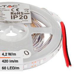 12V 4.2W/m 5m  LUCE VERDE  IP20  Strip LED SMD3528 60 LED/m  IP20 8mm
