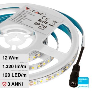 12W/m 5m  LUCE 4000K NATURALE   LED Samsung SMD2835  120 LED/m 12V  IP20 10mm
