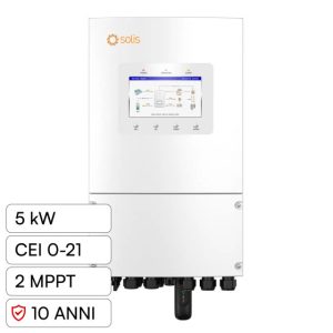 5kw Inverter Fotovoltaico Solis Monofase Ibrido On-Grid/Off-Grid 5kW, Doppio MPPT, CEI 0-21, Schermo LCD, WiFi e TA Inclusi,