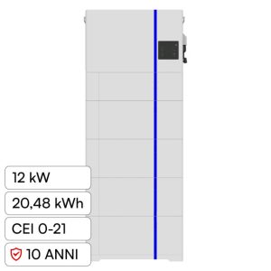 12kW+ Accumulo 20.48kWh Kit Fotovoltaico All-In-One Deye con Inverter Trifase Ibrido  Bassa Tensione  On/Off Grid CEI 0-21