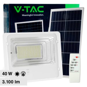 200W   LUCE 4000K NATURALE  Faro LED con Telecomando e Pannello Solare 40W Batteria LiFePO4 Colore Bianco 4000K IP65