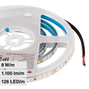 24V  LUCE 3000K CALDAD LED SMD2835 8W/m 5m 120 LED/m 137LM/W  IP20 10mm
