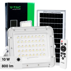 80W LUCE 4000K NATURALE  Faro LED con Telecomando e Pannello Solare 10W Batteria sostituibile Cavo da 3m Colore Bianco