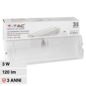 3W LUCE 6000K IP65 con Telecomando RF  Lampada LED di emergenza con Installazione a Parete e Pulsante di Autotest, Autonomia 3h, Compatibile