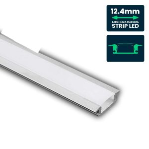 BIANCO Profilo in Alluminio Colore per Strip LED a Incasso (Max l: 12,4mm) 2000 x 24,7 x 7mm