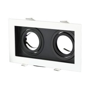 SKU 8877 VT-886 V-TAC Portafaretto LED da Incasso rettangolare 2xGU10 Orientabili Colore Bianco e Nero
