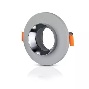 Portafaretto LED da Incasso GU10 Corpo in Gesso Rotondo Colore Grigio con Finitura Cromata