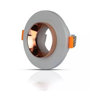 Portafaretto LED da Incasso GU10 Corpo in Gesso Rotondo Colore Grigio con Finitura Oro Rosa