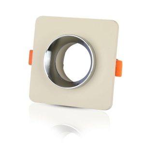 Portafaretto LED da Incasso GU10 Corpo in Gesso Quadrato Colore Bianco con Finitura Cromata