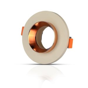 Portafaretto LED da Incasso GU10 Corpo in Gesso Rotondo Colore Bianco con Finitura Oro Rosa