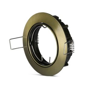 SKU 8579 VT-779-G  V-TAC Portafaretto LED da Incasso Rotondo GU10 e GU5.3 (MR16) Colore Oro Satinato Orientabile