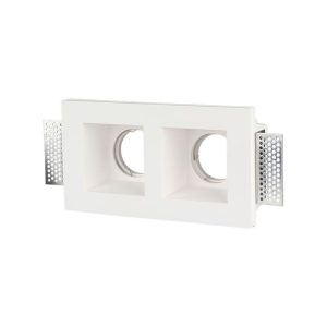 Portafaretto LED da Incasso Quadrato 2*GU10 e GU5.3 (MR16) Corpo in Gesso Bianco