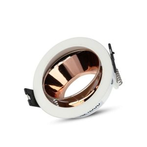SKU 3155 VT-872-WR  V-TAC Portafaretto LED da Incasso GU10 Rotondo Colore Bianco con Supporto Orientabile Oro Rosa