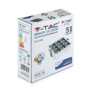 SKU 999 LUCE 2700K CADA VT-2-36-1 V-TAC PRO Faretto LED Chip Samsung da Incasso 36W (9*4W) UGR19 36° ìCRI90