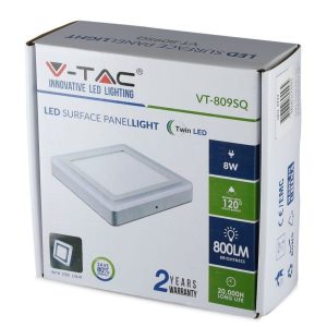 SKU 4923 VT-809SQ  V-TAC Pannello a Doppio LED 6W+2W 100LM/W Montaggio a Plafone Quadrato 4000K