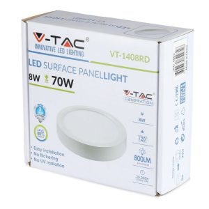 SKU 4804 VT-1408RD V-TAC Pannello LED Montaggio a Plafone Rotondo 8W 100LM/W 4500K