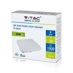 SKU 1434 VT-8074SQ  V-TAC Plafoniera LED Quadrata 20W 3000K IP20
