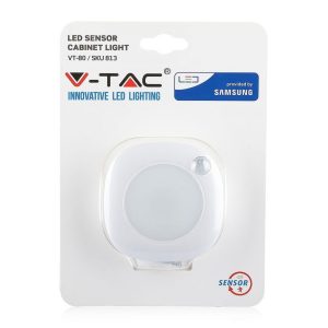 SKU813 VT-80 V-TAC PRO Plafonierai Samsung Rotonda 1,5W a Batterie con Sensore di Movimento e Crepuscolare Colore Bianco 4000K