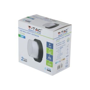 SKU 8541 VT-828  V-TAC Lampada LED da Muro Rotonda 12W Colore Nero 3000K IP65