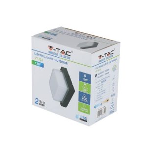 SKU 218544 VT-828  V-TAC Lampada LED da Muro Quadrata 12W 110LM/W Colore Nero 4000K IP65