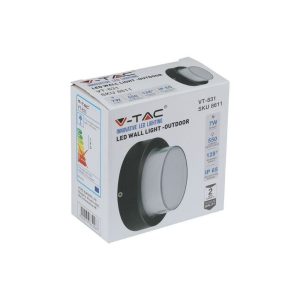 SKU 8611 VT-831 V-TAC Lampada LED da Muro Rotonda 12W con Diffusore Semicoperto Colore Nero 3000K IP65