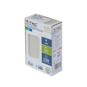 SKU 218562 VT-844 V-TAC Lampada LED da Muro Rettangolare 4W Colore Bianco 6500K IP65