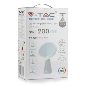 SKU 8670 VT-7905  V-TAC Lampada LED a Specchio 5W con Adattatore Orientabile Colore Bianco 3000K Dimmerabile
