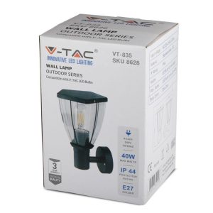 SKU 8628 VT-835 V-TAC Lampada LED da Giardino con Portalampada E27 (max 40W) in Acciaio Inossidabile Colore Nero IP44