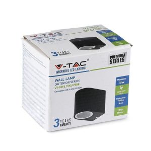 SKU 7508 VT-7651 V-TAC Portafaretto LED da Muro Rotondo GU10 (Max 35W) Colore Nero IP44