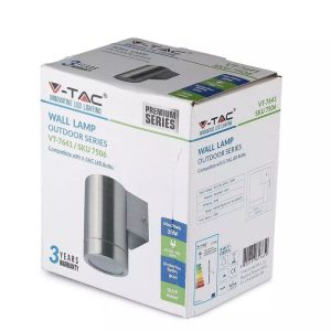 SKU 7506 VT-7641  V-TAC Portafaretto LED da Muro Rotondo GU10 (Max 35W) Colore Metallico IP44