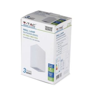 SKU 7541 VT-7652 V-TAC Portafaretto LED da Muro Quadrato 2 GU10 (Max 2*11W) Colore Bianco IP44