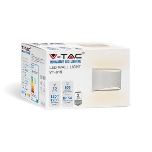 SKU 218683 VT-815-WV-TAC Lampada LED Chip Bridgelux da Muro 10W Doppio Fascio Luminoso Colore Bianco 4000K IP54