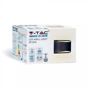SKU 218684 VT-815  V-TAC Lampada LED Chip Bridgelux da Muro 10W Doppio Fascio Luminoso Colore Nero 4000K IP54