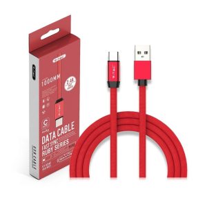 SKU 8631 VT-5342 V-TAC Cavo da USB Tipo-C a USB-A 1m Ricarica Rapida 2.4A Ruby Series Cavo Antigroviglio in Corda Colore Rosso