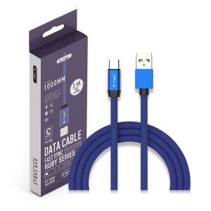 SKU 8630 VT-5342  V-TAC Cavo da USB Tipo-C a USB-A 1m Ricarica Rapida 2.4A Ruby Series Cavo Antigroviglio in Corda Colore Blu
