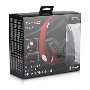 V-TAC VT-6322-A Cuffia Senza Fili Bluetooth con Testa Regolabile 500mAh Colore Marrone con Custodia - SKU 7732