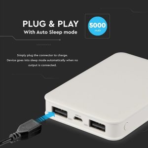 SKU 8191 VT-3503 V-TAC Power Bank 5.000 mAh Colore Bianco