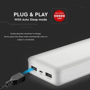SKU 8189 VT-3502 V-TAC Power Bank 20.000 mAh Colore Bianco