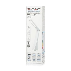 SKU 7099 VT-1014 V-TAC Lampada LED da Tavolo 4W 3 in 1 Ricaricabile a Batteria Colore Bianco e Oro Touch Dimmerabile
