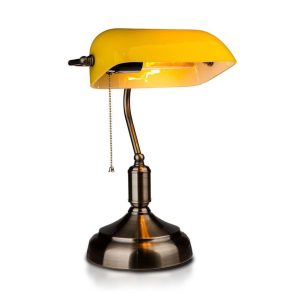 Lampada LED da Tavolo  in Metallo con Portalampada E27 Diffusore Inclinabile in Vetro Colore Giallo