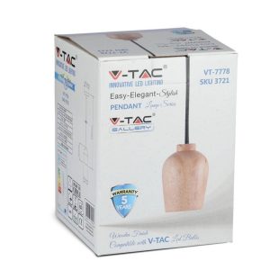 SKU 3721 VT-7778-BK  V-TAC Lampadario LED in Legno con Portalampada E27 (Max 60W) con Cavo Nero