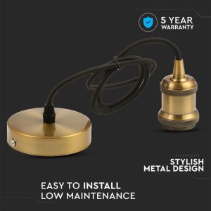 SKU 3841 VT-7555-BBR V-TAC Portalampada a Sospensione E27 (Max 60W) Colore in Metallo Colore Bronzo Marrone